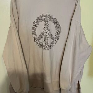 Easel Cream Floral Peace Sign Sweater